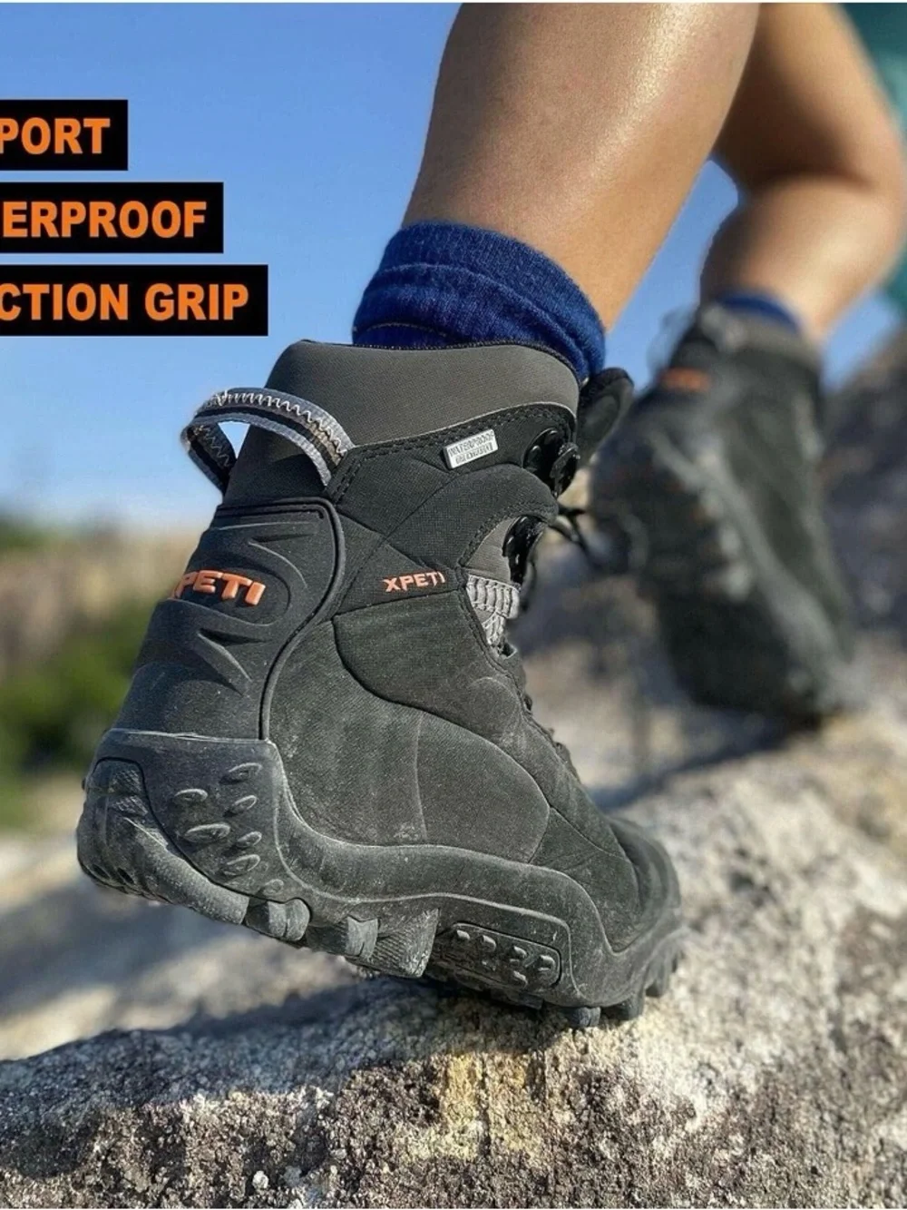 Men's Black and Gray All-Terrain Hiking Boots
